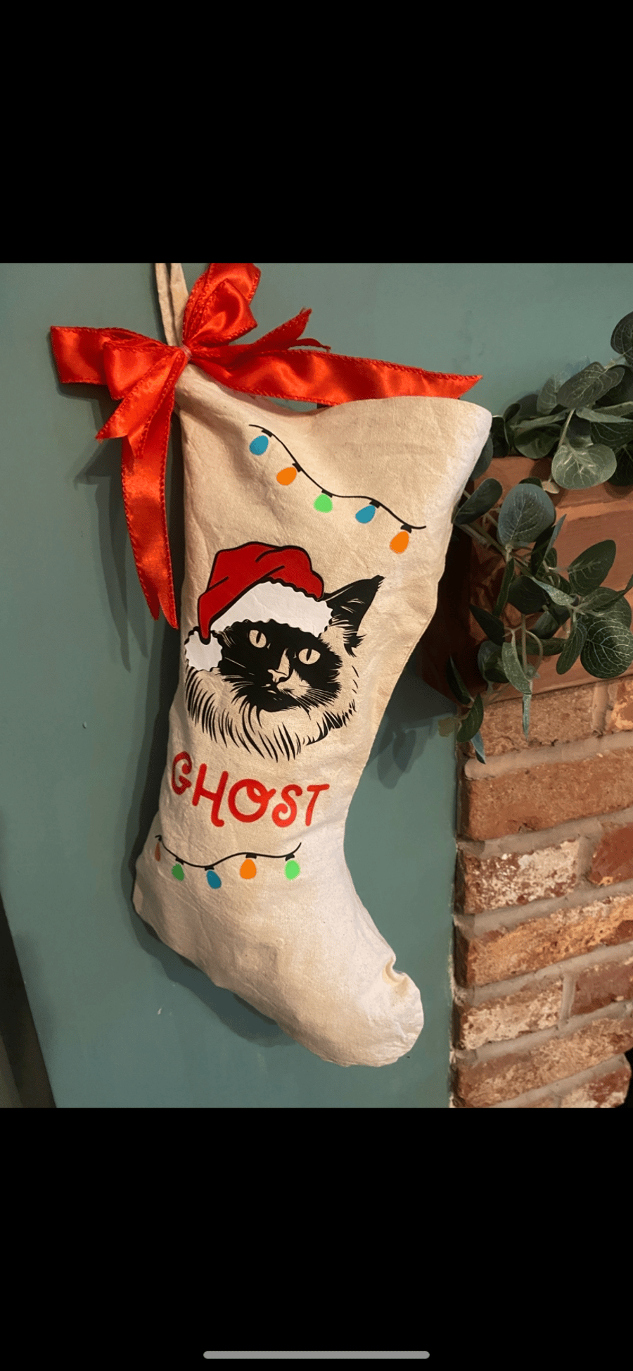 Personalised cat Christmas stocking 
