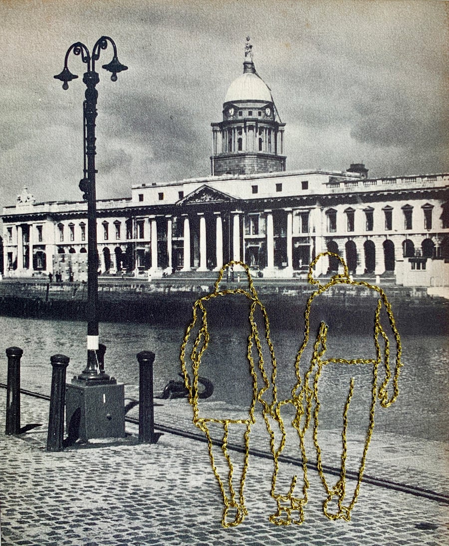 Hand embroidered vintage book page