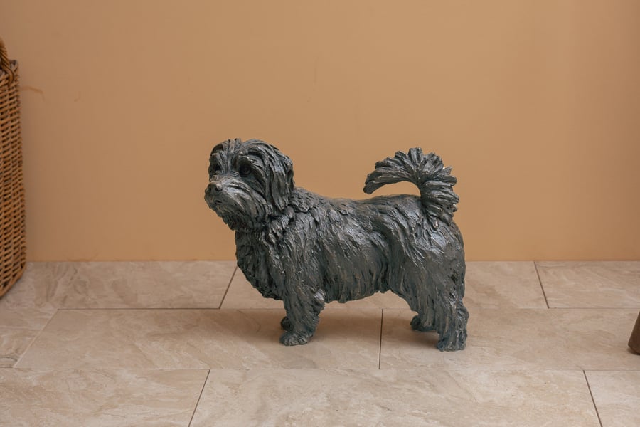 Standing Norfolk Terrier Dog Statue Large Bronze Resin Garden Sculpture