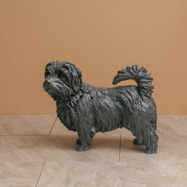 Standing Norfolk Terrier Dog Statue Large Bronze Resin Garden Sculpture