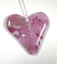 Rose petal fused glass pink heart 