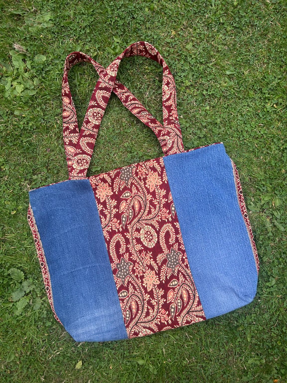 Fabric & Denim Tote bag - Upcycled 