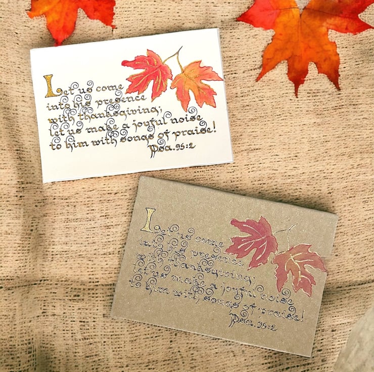 Set of 5 hand finished calligraphy scripture Th... - Folksy