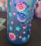 Snowglobe tumbler no flow cat eye effect, floral unicorn, with straw and lid  - Image 2