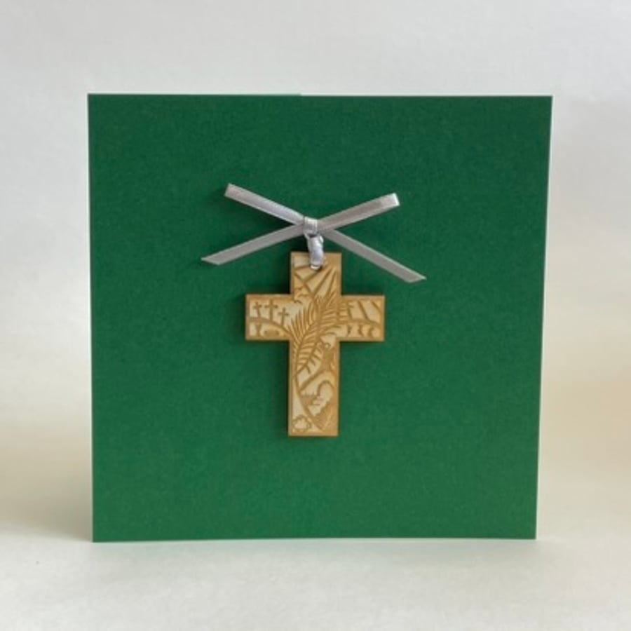 Easter cross card with detachable decoration