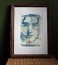 Framed A3 Hand Coloured Cyanotype Print of Lennon Mural plus Free A7 photo zine