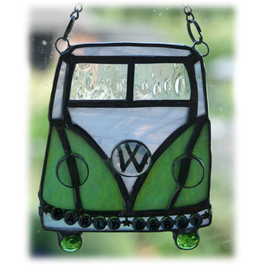 RESERVED for Ashley YVW Campervan Suncatcher Stained Glass Green Personalised