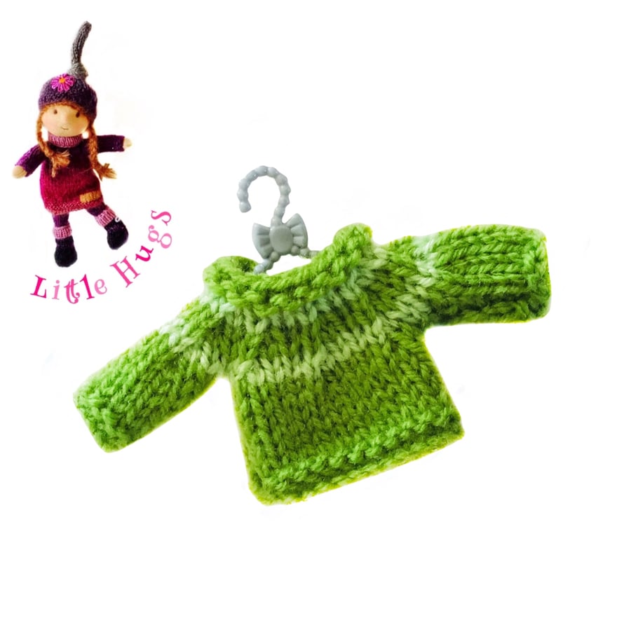 Apple Green Striped Jumper to fit the Little Hug Dolls