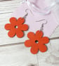 Red flower earrings, eco-friendly red wooden earrings for women - Image 4