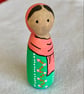 Malala Yousafzai Handpainted Wooden Peg Doll - inspirational women - Image 1