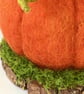 Needle Felted Pumpkin, Wool Sculpture, Ornament in Wooden Base - Image 4