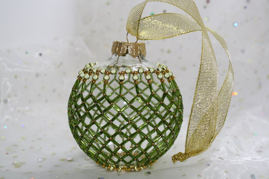 Large Beaded Glass Baubles by Belinda