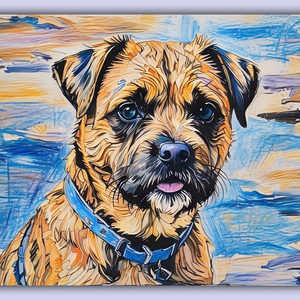 George The Border Terrier Greeting Card A5