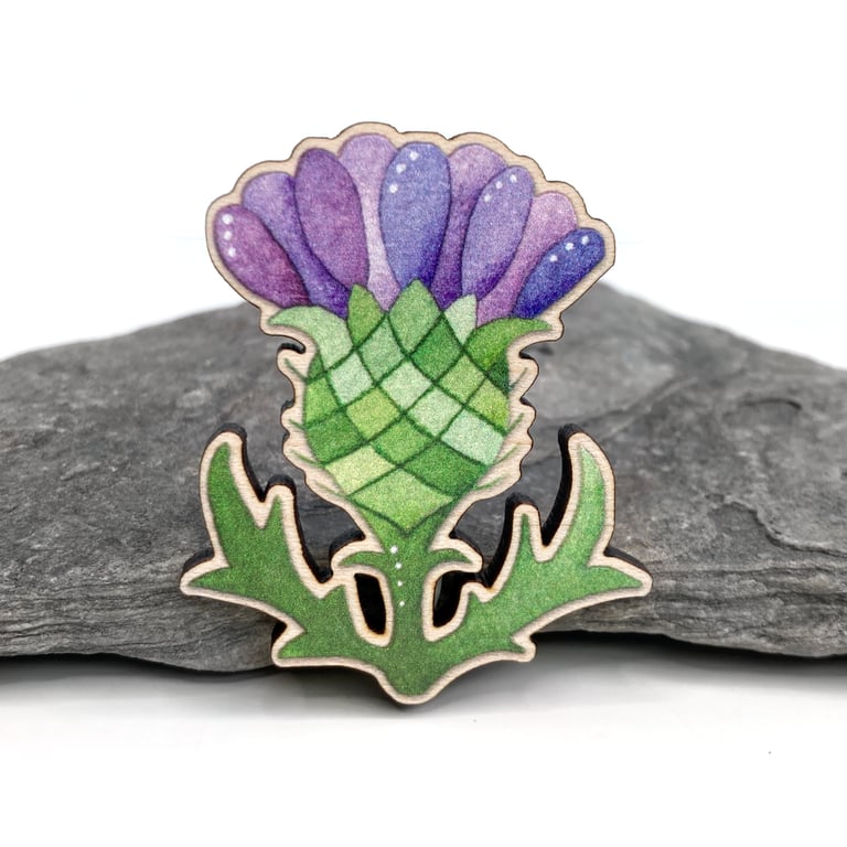 Thistle Fridge Magnet - Maple Wood Magnet - Scottish Highland Gifts