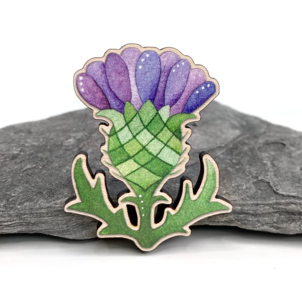 Thistle Fridge Magnet - Maple Wood Magnet - Scottish Highland Gifts