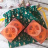 Handmade Natural Loofah Soaps Set Ginger & Clove With Lined Cotton Christmas Bag