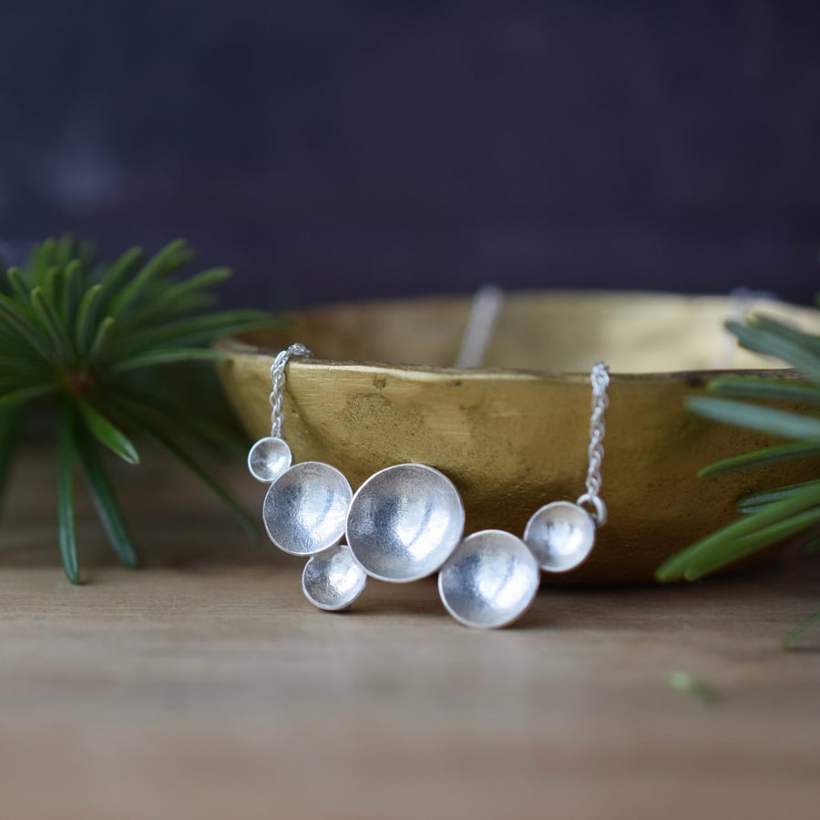 Sterling Silver Textured Circles Pendant Necklace