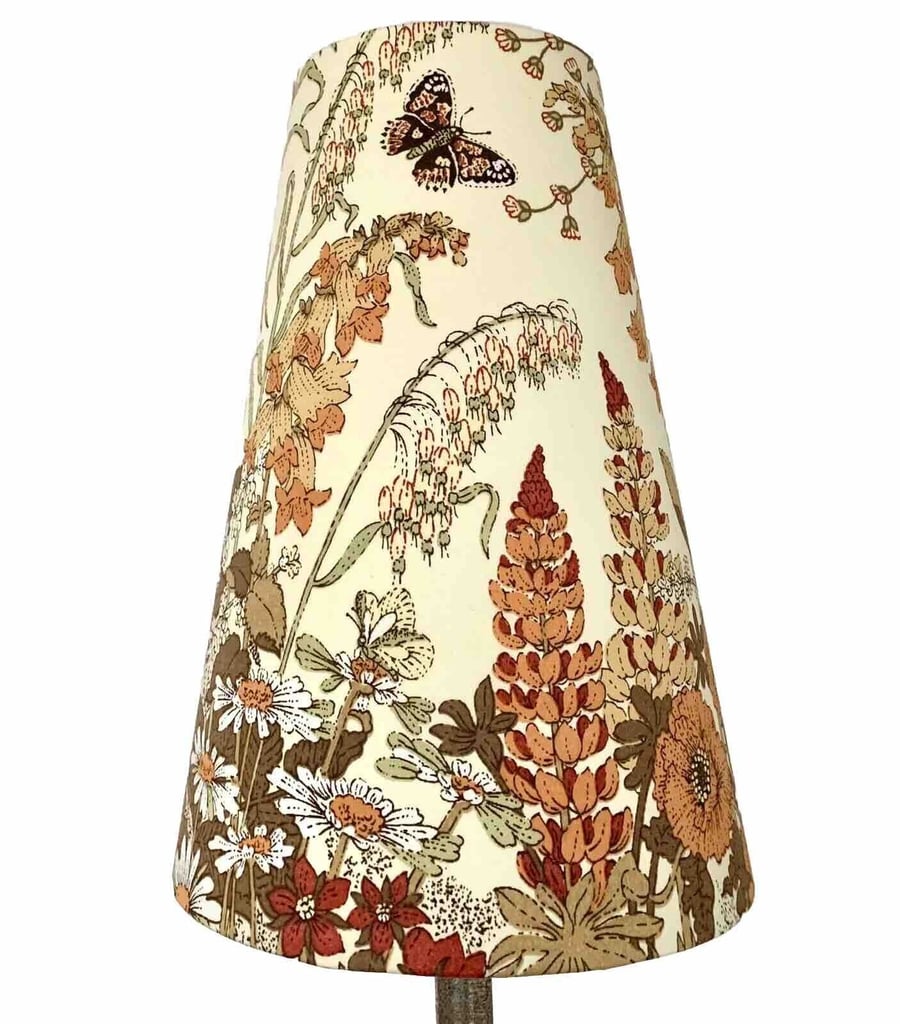 Cottage Core Lampshade option 70s 80s Wildflower Butterfly HARROW vintage fabric