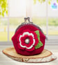 Crochet red and cream flower coin purse, flower purse, clasp purse, coin purse - Image 1