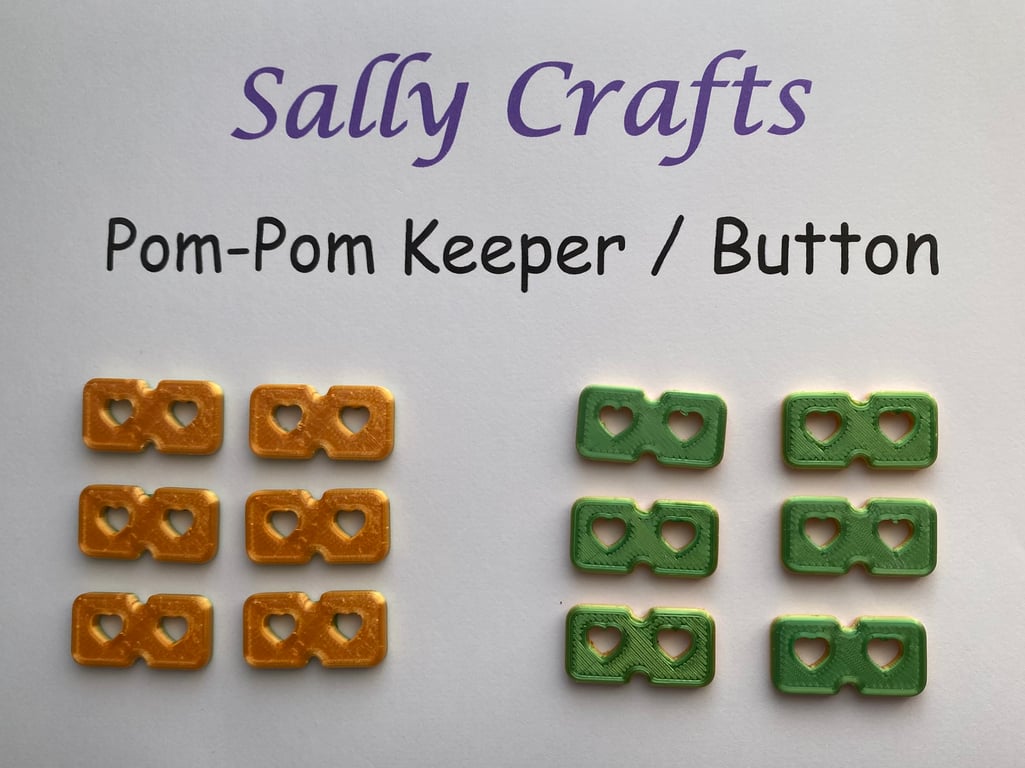 POM-POM Keeper (Button) - Rectangular with Heart Cutout - Pack of 12