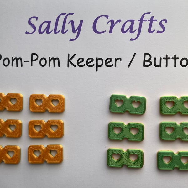 POM-POM Keeper (Button) - Rectangular with Heart Cutout - Pack of 12