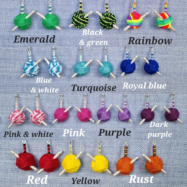 Crochet hook and yarn earrings. Perfect gift