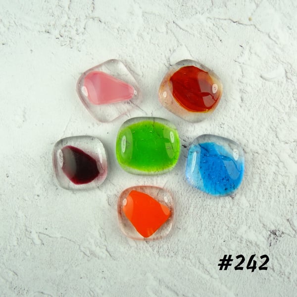 Bag of mixed colours art glass cabochons, for jewellery making, crafting (242)