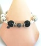 Monochrome bracelet, black and white beads, moonstone, agate coral beads - Image 1