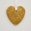 Golden clay heart hanging decoration  