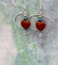 Silver plated spiral earrings with red jasper hearts and terra jasper stones - Image 5