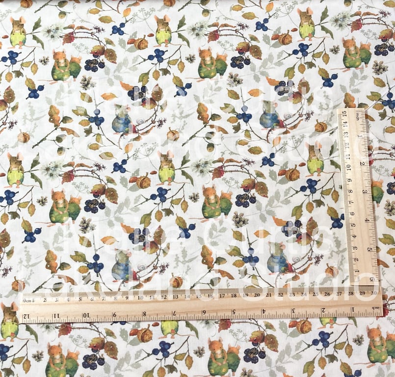 Hedge Mouse cotton fabric from quarter metre