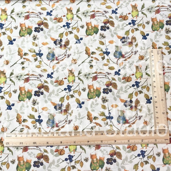 Hedge Mouse cotton fabric from quarter metre