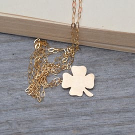  lucky shamrock in 9ct yellow gold, handmade in beautiful Cornwall, UK