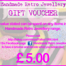 Handmade Retro Jewellery GIFT VOUCHER choose your value