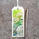 Bookmark. Cow Parsley. Original Painting of Wildflowers