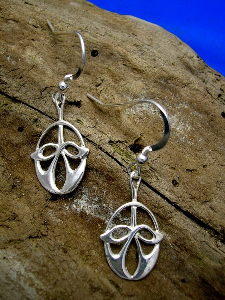 Art Nouveau Silver Earrings, Celtic Sterling silver earrings, Handmade Jewellery