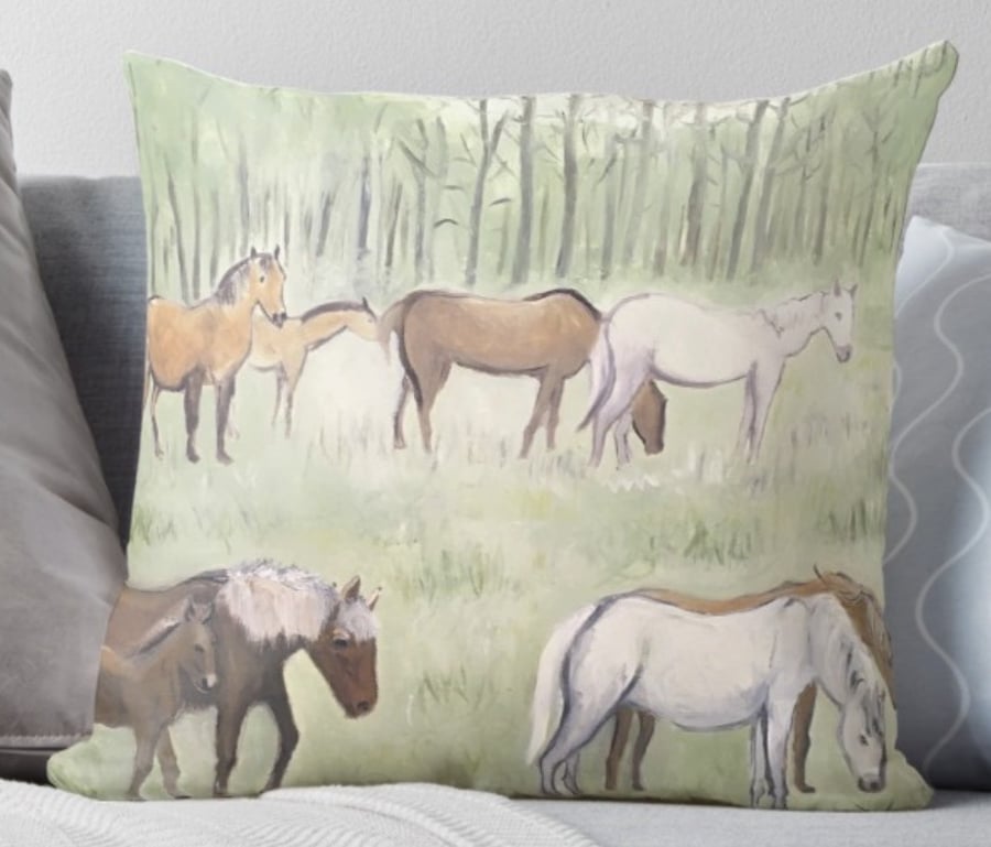 Throw Cushion Featuring The Painting ‘Family Bond’