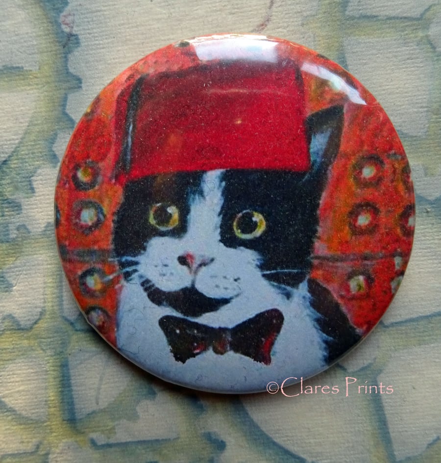 Dr Who Cat Art Badge 58mm Button Animal Badges Cats 