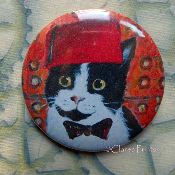 Dr Who Cat Art Badge 58mm Button Animal Badges Cats 