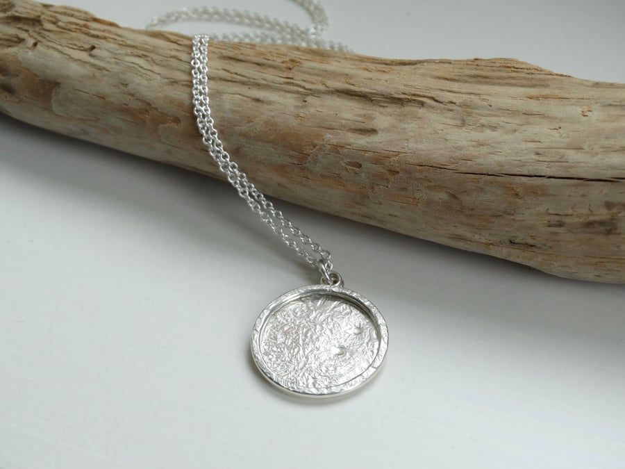 Eco Silver winter moon and halo pendant - fully hallmarked