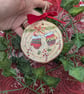 Christmas Mittens log slice decoration 