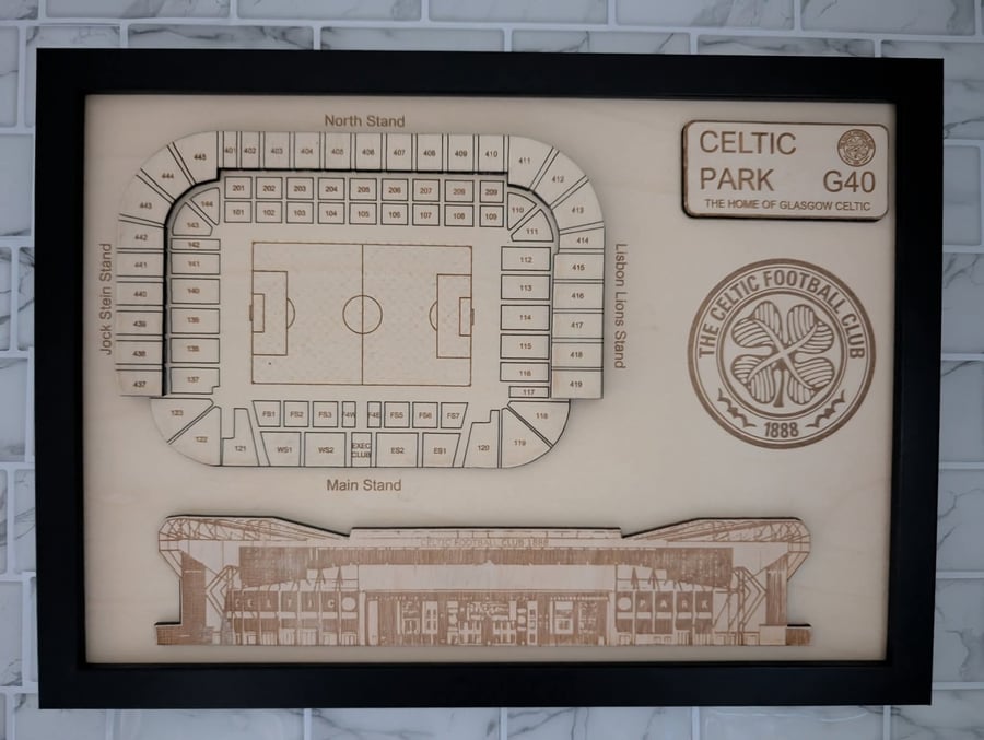 Celtic FC Stadium laser engraved wall plaque