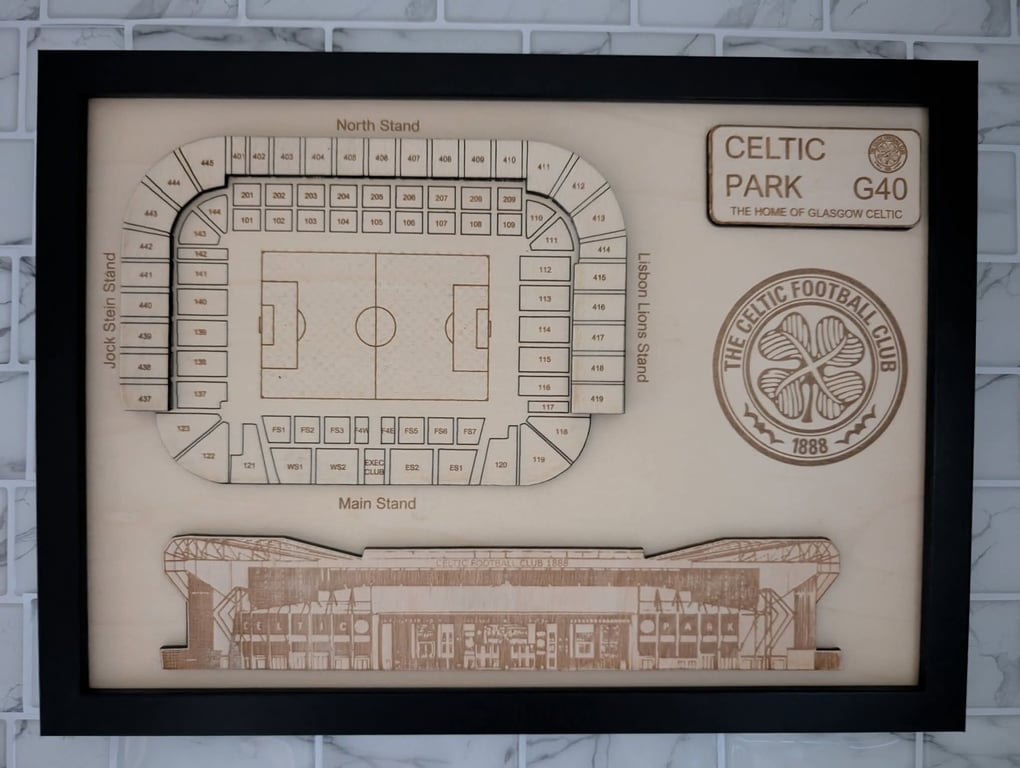 Celtic FC Stadium laser engraved wall plaque
