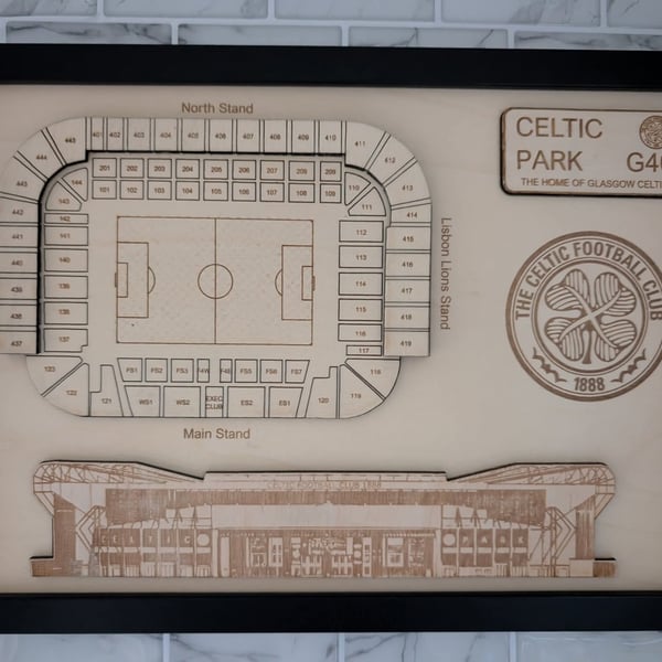 Celtic FC Stadium laser engraved wall plaque