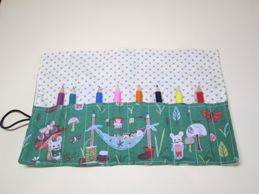 Cute Mice Fabric Pencil Roll