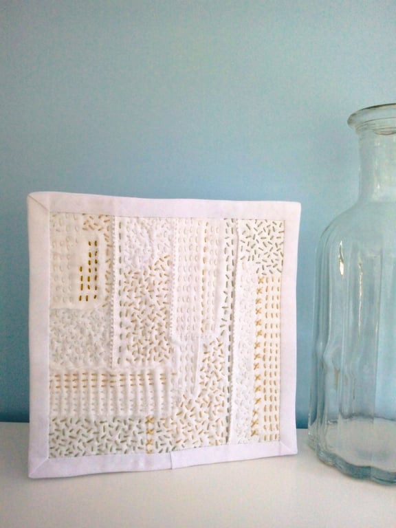Slow Stitch Embroidered Textile Art Quilt 