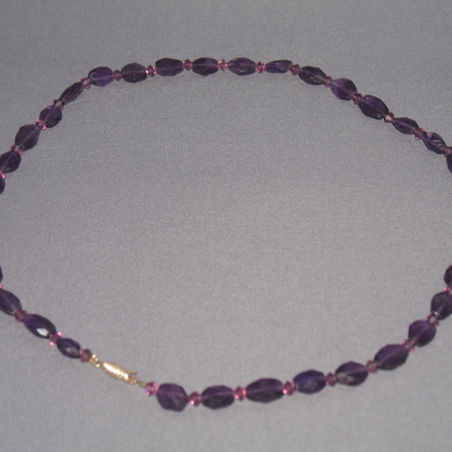 Amethyst and Swarovski crystal necklace (1)