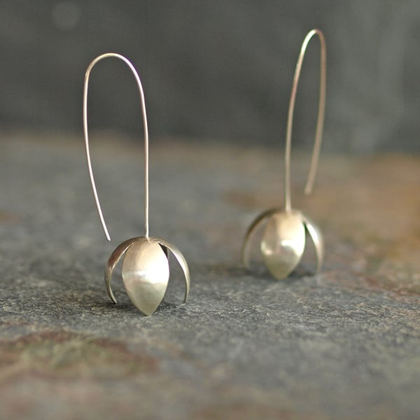 Flower Earrings, Handmade Jewellery Gift For Her, Recycled Silver