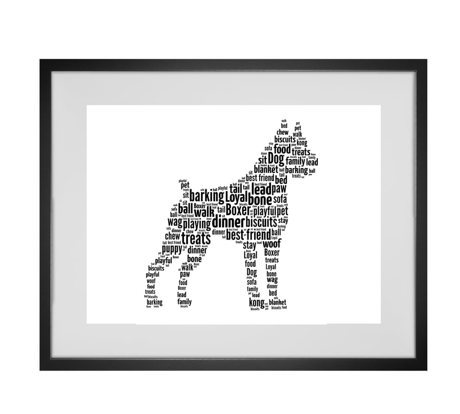 Personalised Boxer Dog Design Word Art Gifts 