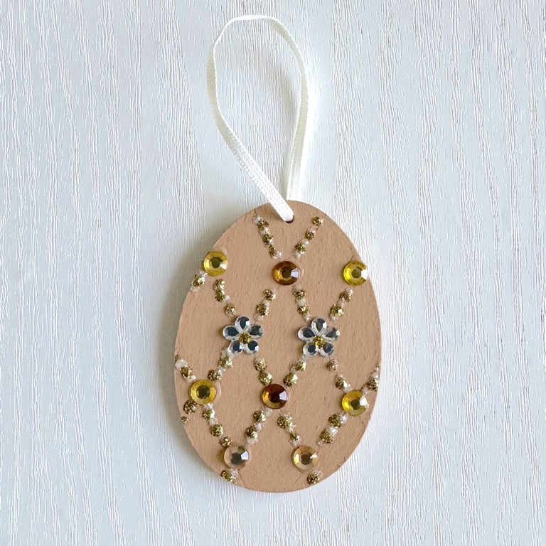 Easter egg decoration - hanging jewelled egg, handmade
